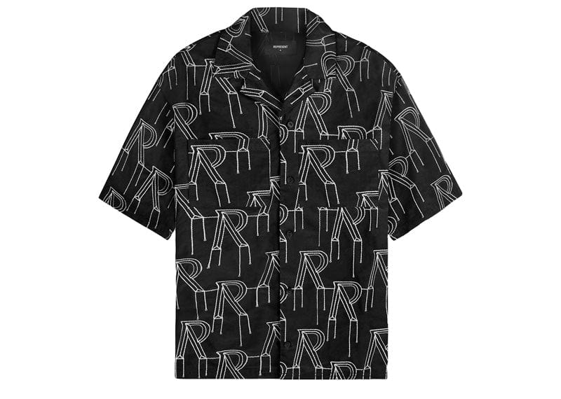 Represent Embroided Initial Overshirt Black