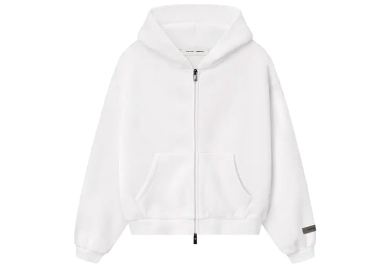 Fear of God Essentials Kids Classic Fleece Zip-Up Hoodie Cloud White